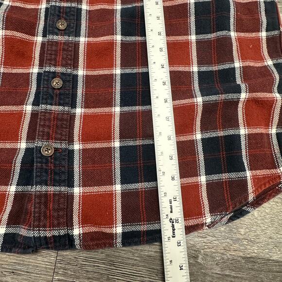 Duluth Trading Red Black Mens XLT Tall Flannel Cotton Plain Tartan Shacket Shirt - Picture 7 of 9